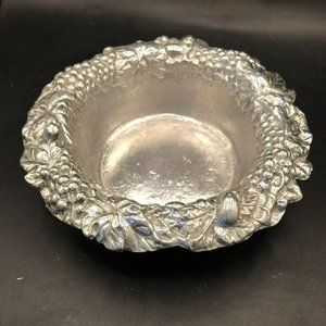 Arthur Court Wine Coaster Pillar Candle Holder Grapes Silver Aluminum 1988